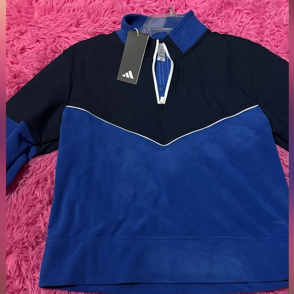Adidas Pullover Quarter Zip Pullover Long Sleeve Fleece Crop 1/4 Jacket